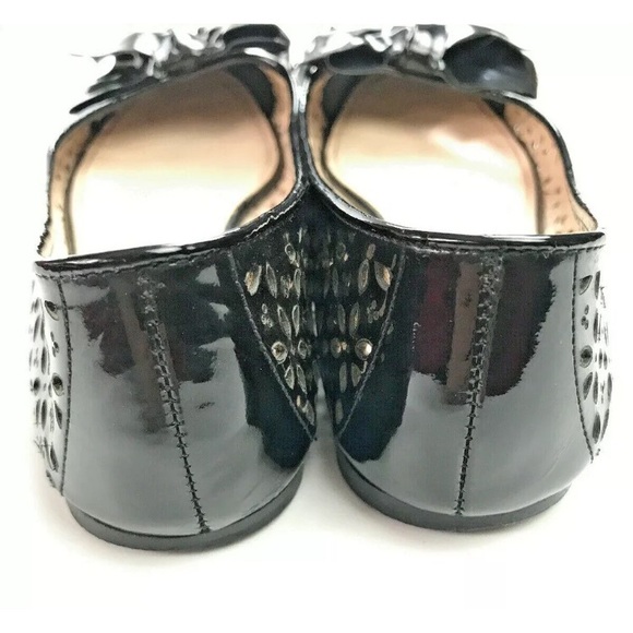 Prada Cipria Eyelet perforated patent bow flats - Picture 3 of 8